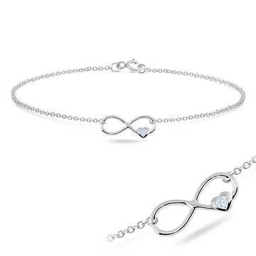 Infinity Symbol with Heart CZ Stone Bracelet BRS-65